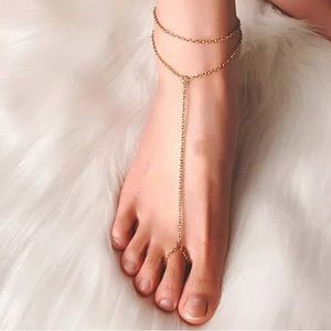 Silver Chain Double Anklet Toe Chain